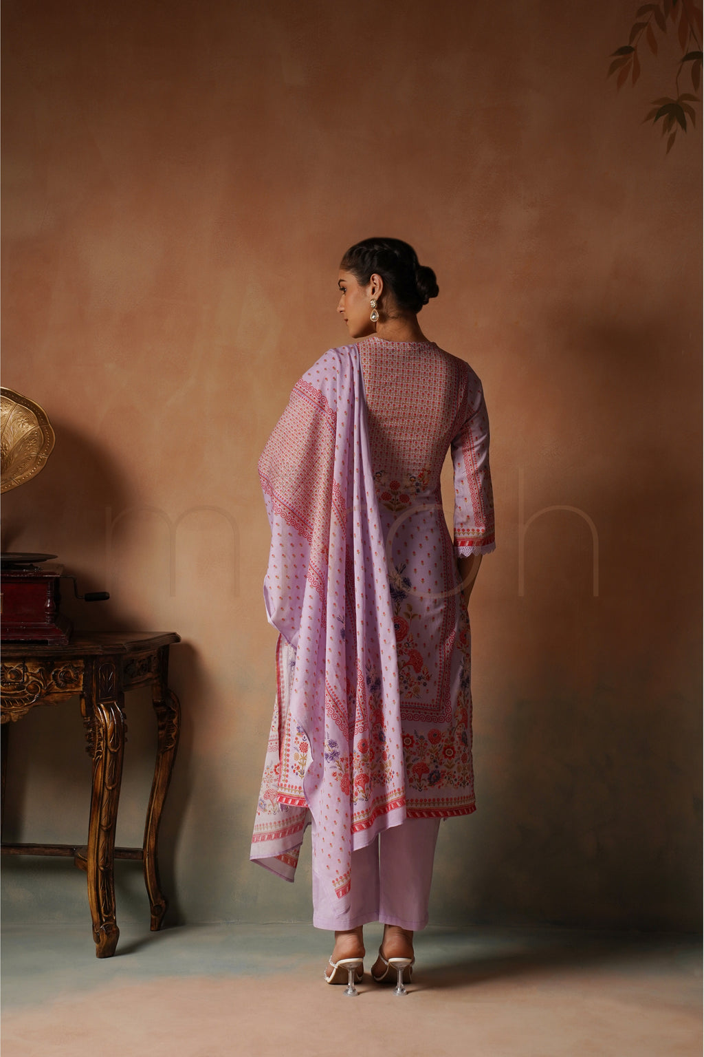 Lavender Bloom Floral Print Cotton Kurta Set