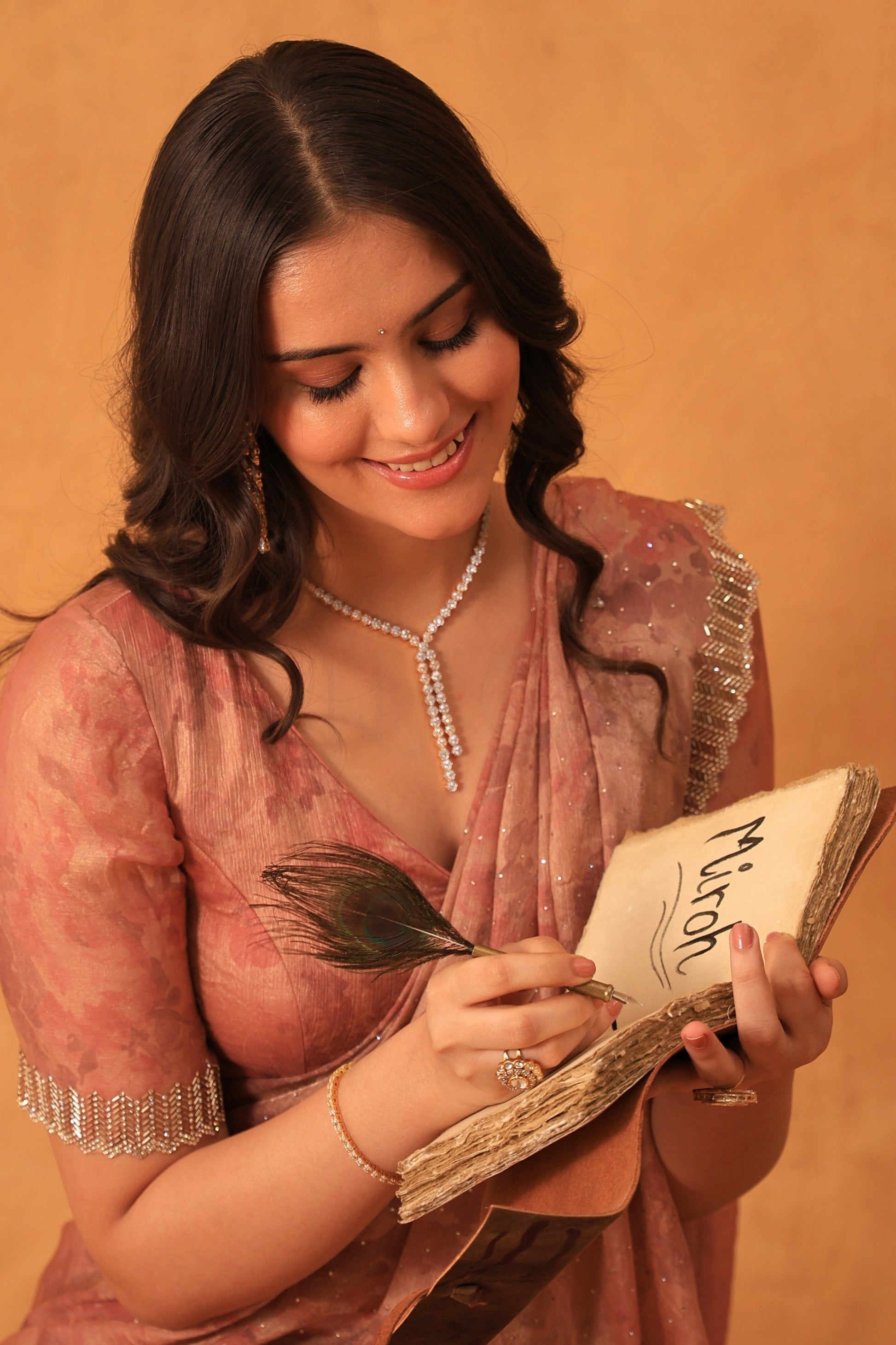 Blush Rose Pink Floral Printed Saree