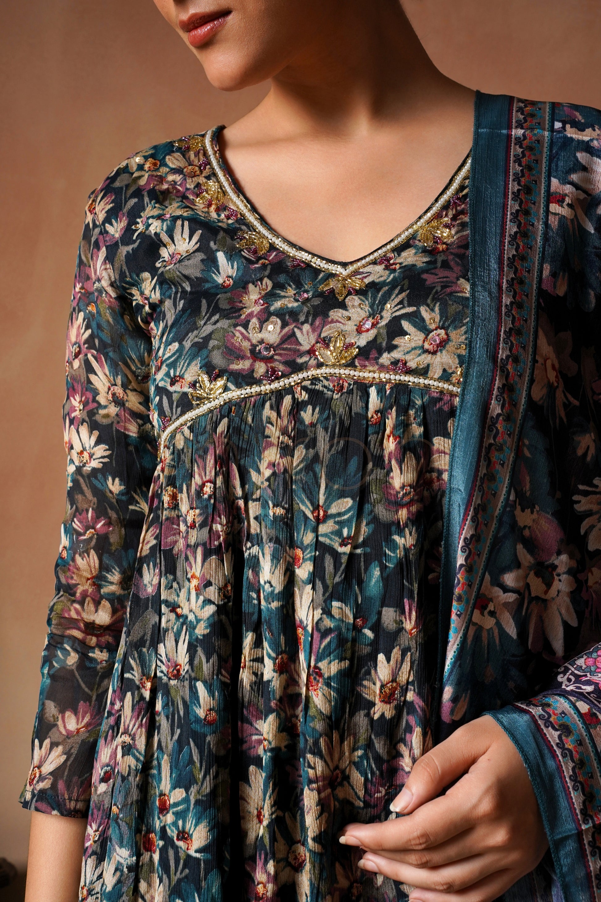 Mystic Bloom Alia Cut Suit Set in Chinon