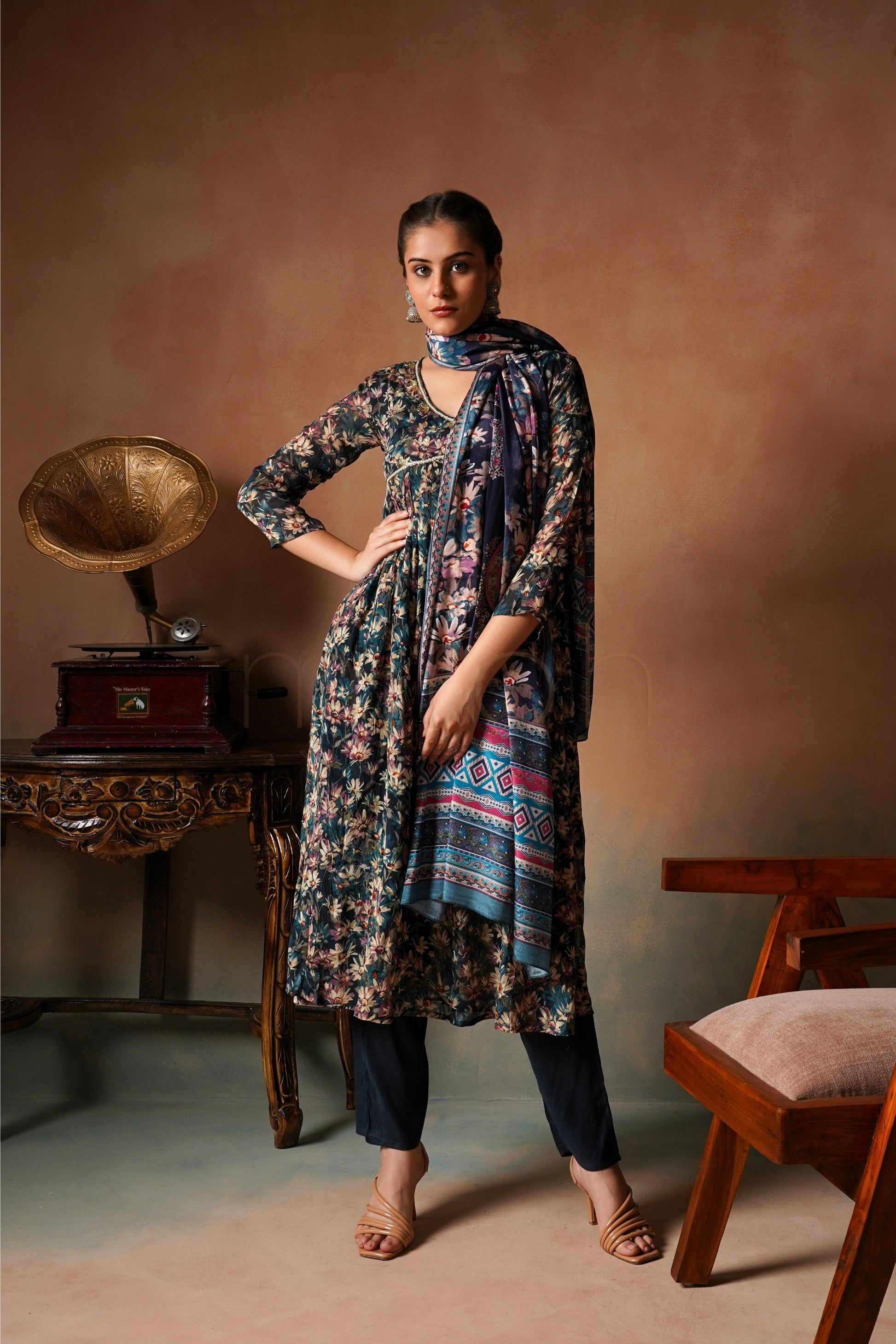 Mystic Bloom Alia Cut Suit Set in Chinon