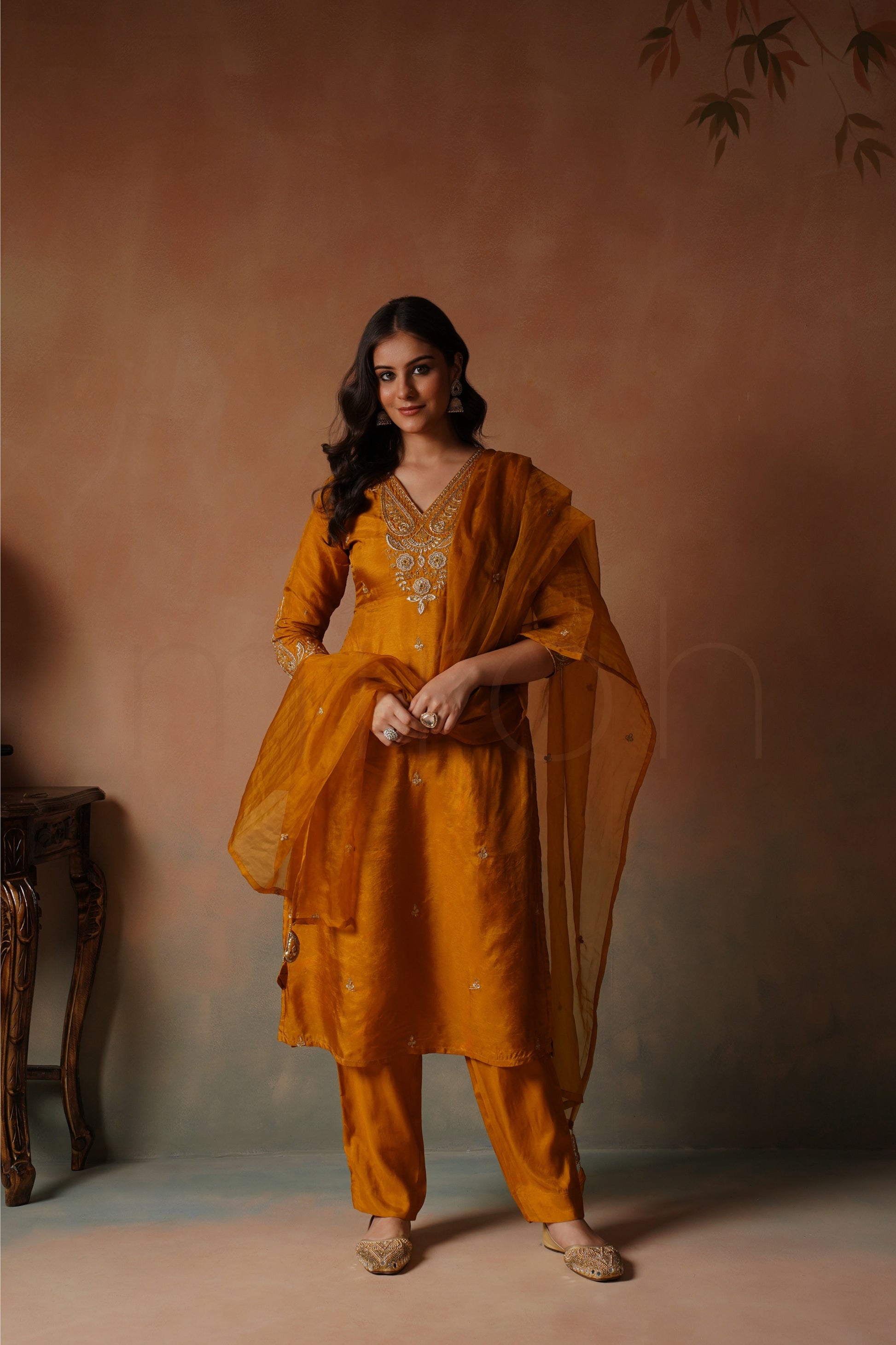 Marigold Radiance Silk Suit Set