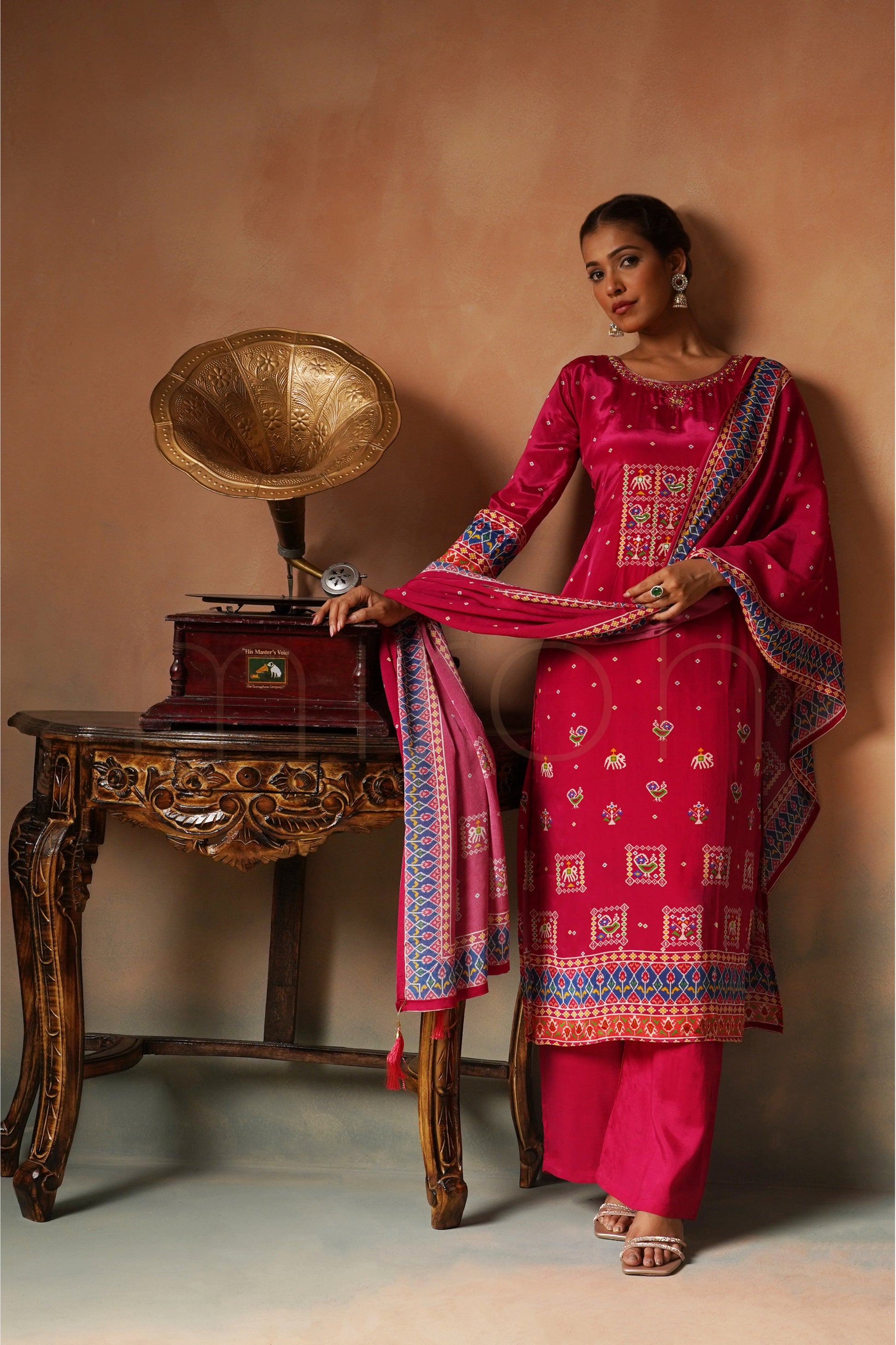 Rani Pink Printed Crepe Suit Set