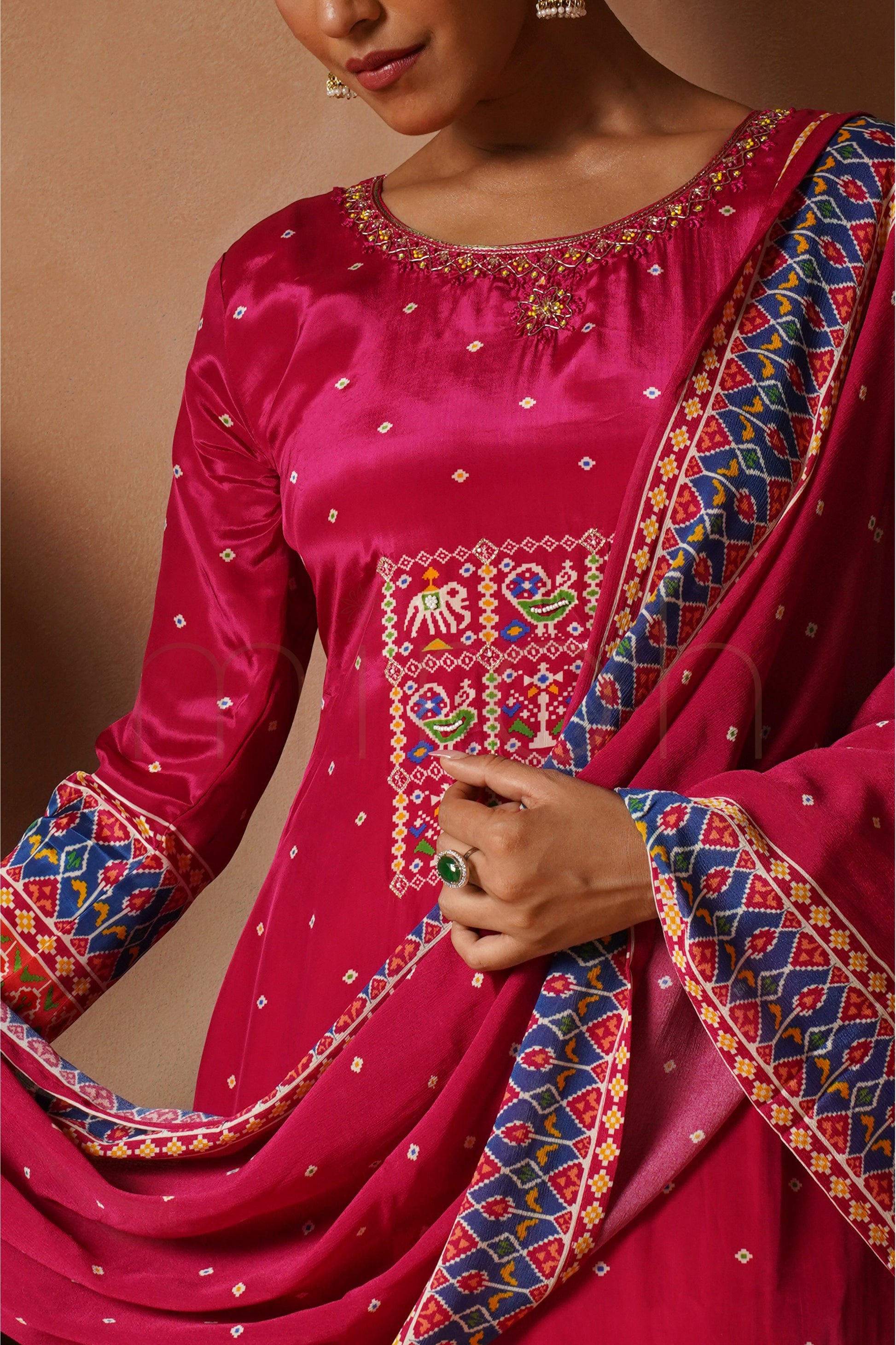 Rani Pink Printed Crepe Suit Set