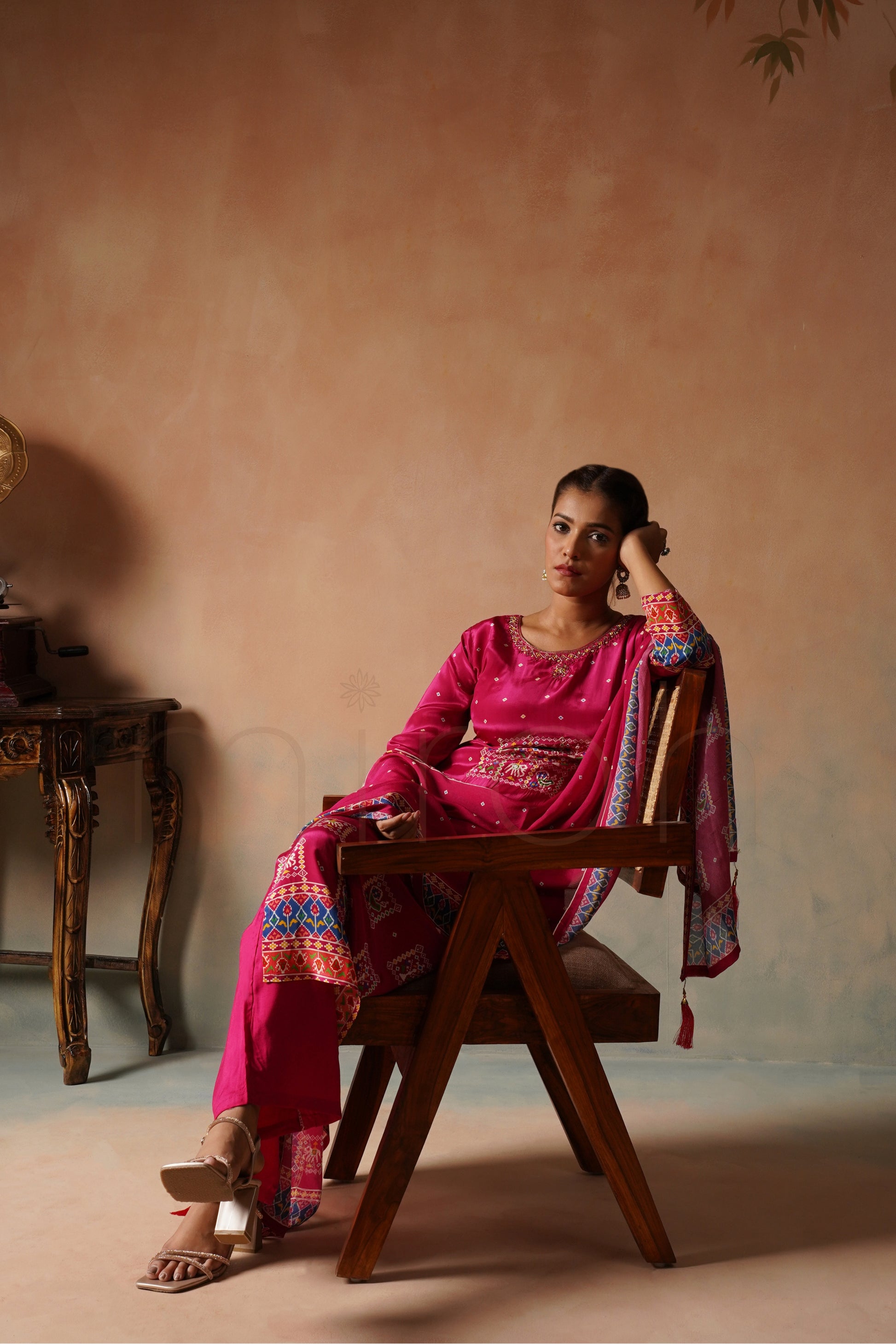 Rani Pink Printed Crepe Suit Set