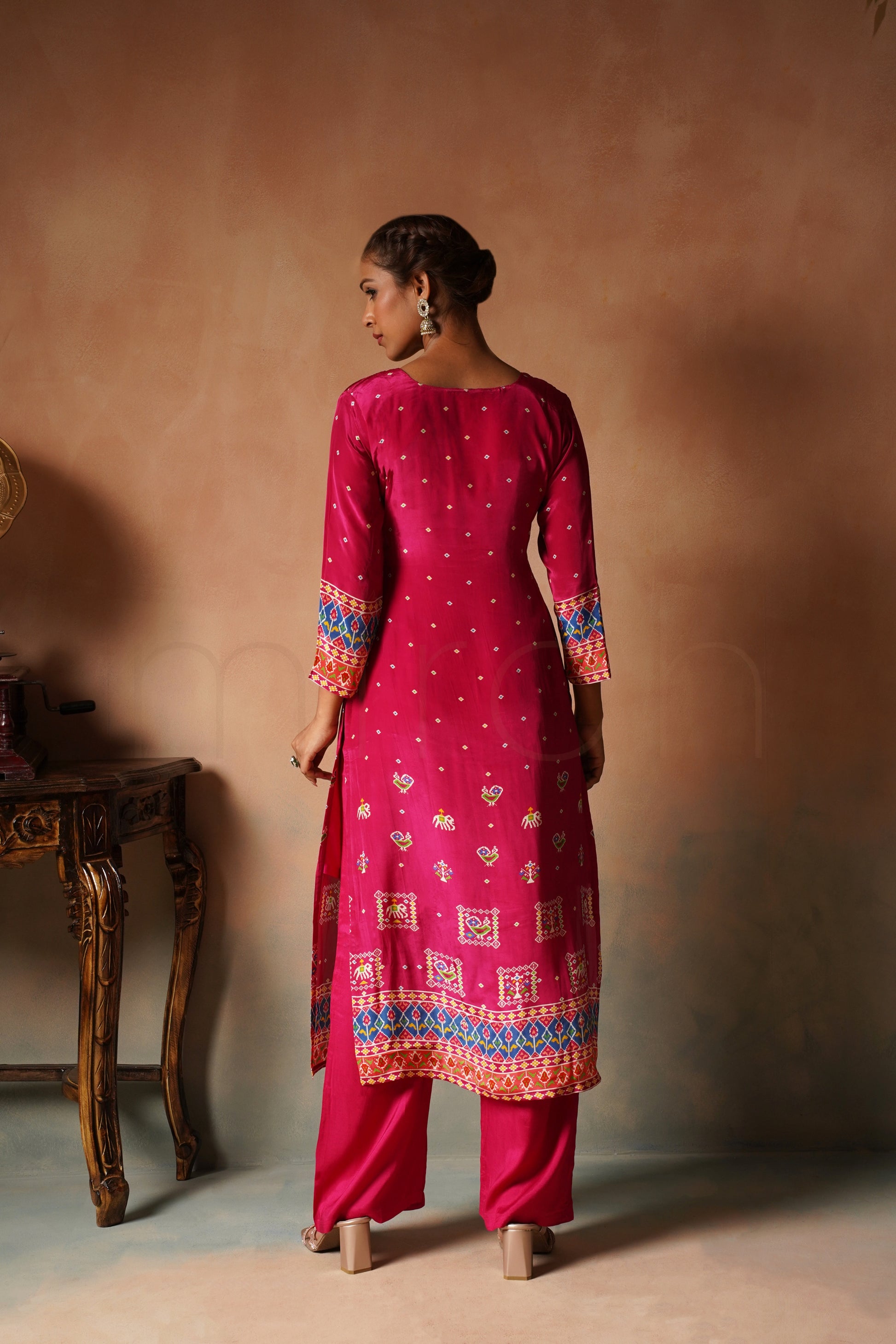 Rani Pink Printed Crepe Suit Set